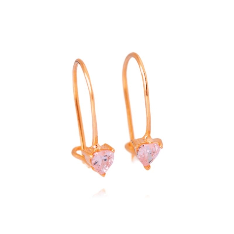 Anting Emas Kawatan Solitaire Love 8K - Gambar 2