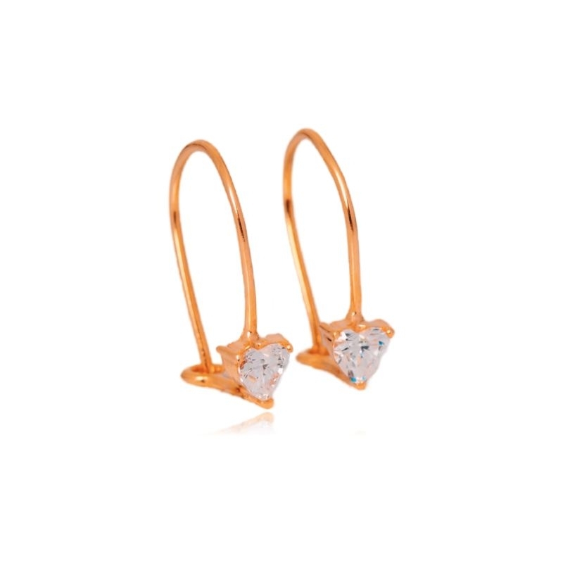 Anting Emas Kawatan Solitaire Love 8K - Gambar 3